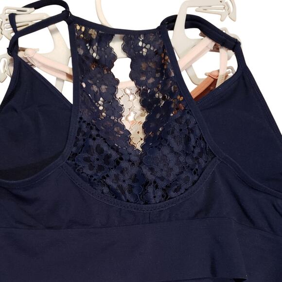 LAURA Ashley‎ NWT 3pk lace back long line removable pads bras XL - Picture 2 of 8